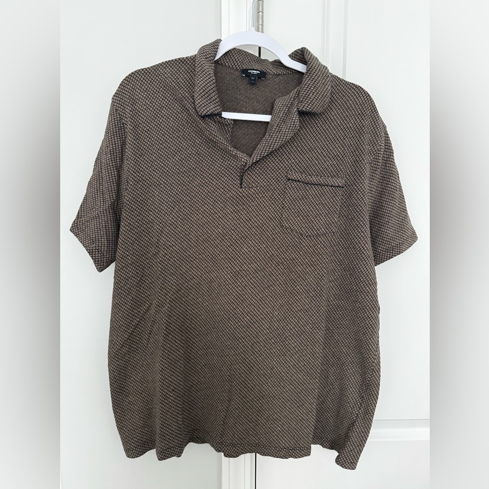Express Men's Casual Brown Checkered Shirt